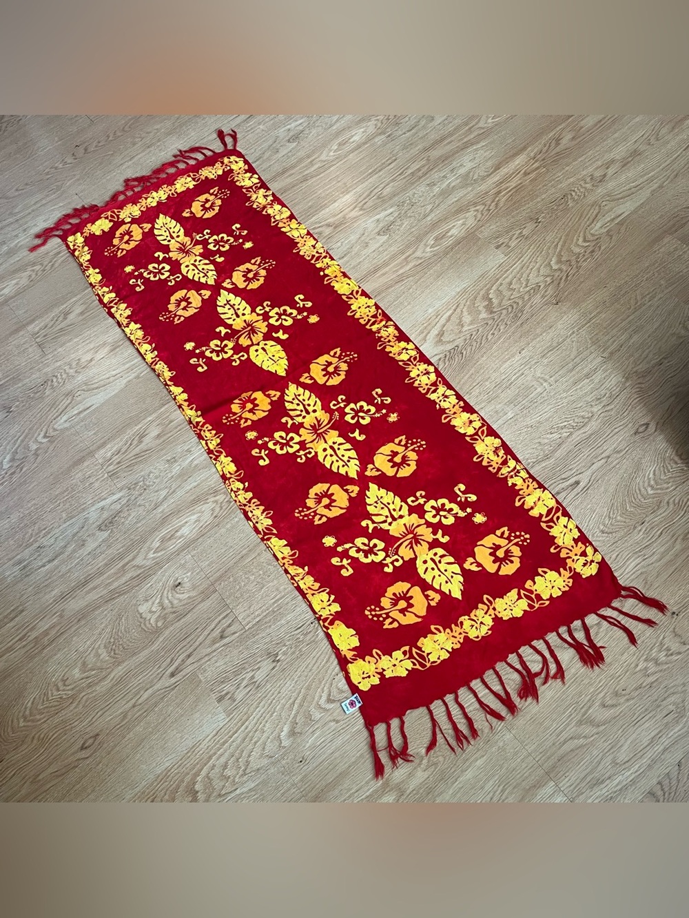 Red Yellow Hibiscus Tropical Floral Sarong Beach Wrap Scarf